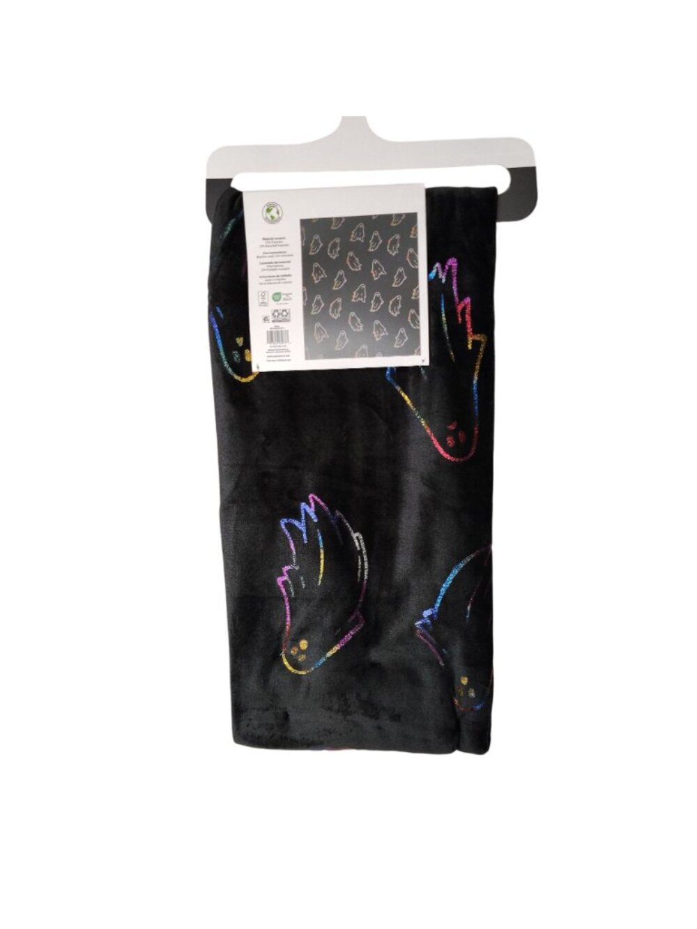 Rainbow Ghost Throw Blanket Polyester 50x60 inch Halloween Black Neon Design - Picture 2 of 9